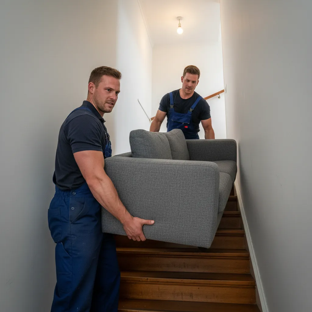 Verhuizers dragen bank