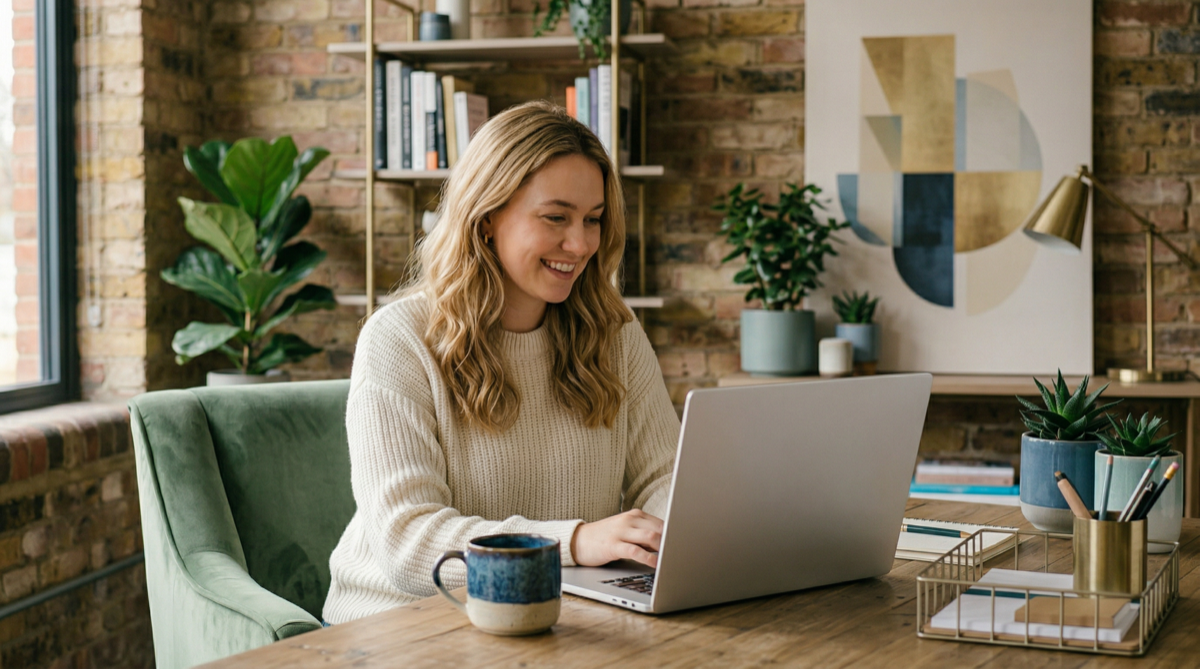 Klant vergelijkt verhuisbedrijven op laptop